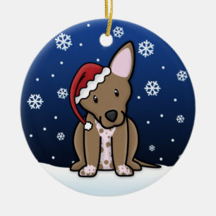 Kawaii Cartoon Xoloitzcuintli kerstversiering Keramisch Ornament