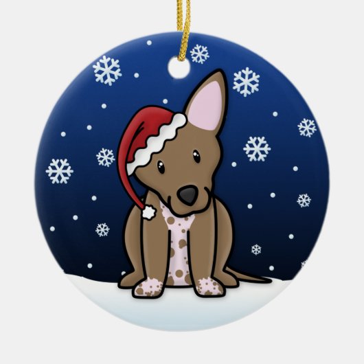 Kawaii Cartoon Xoloitzcuintli kerstversiering Keramisch Ornament (Voorkant)