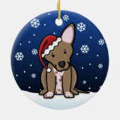 Kawaii Cartoon Xoloitzcuintli kerstversiering Keramisch Ornament (Achterkant)