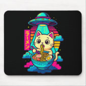 Kawaii Cat Alien Ufo Ramen Graphic Tee Funny Japan Muismat (Voorkant)