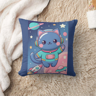 Kawaii Cat Astronaut Space Adventure Cute Cosmos Kussen