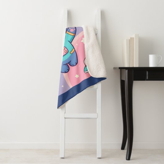 Kawaii Cat Astronaut Space Adventure Sherpa Deken (In situ)