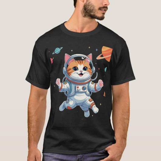 Kawaii Cat Astronaut T-shirt – Schattige Space Kat (Voorkant)