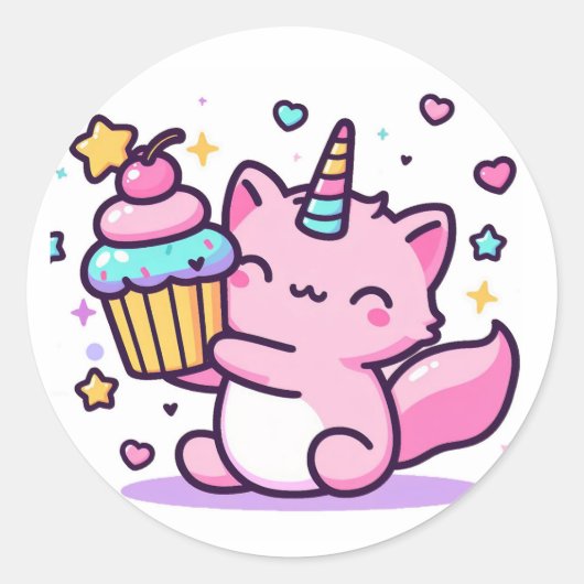 Kawaii Cat Birthday Sticker ZO SCHATTIGE! (Voorkant)