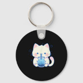 Kawaii Cat Boba Japanese Cute Aesthetic Anime Girl Sleutelhanger (Voorkant)