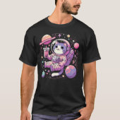 Kawaii Cat Bubble Boba Tea In Space Astronaut T-shirt (Voorkant)