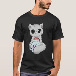 Kawaii Cat Bubble Tea Milk Cute Cat Japanse Anime T-shirt