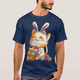 Kawaii Cat Bunny Happy Paaster Day Egg Costume Gir T-shirt
