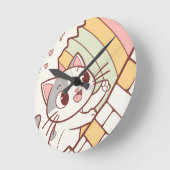 Kawaii Cat Bursting Wall clock cute Ronde Klok (Hoek)