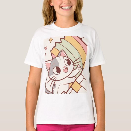 Kawaii Cat Bursting Wall clock cute  T-shirt (Voorkant)