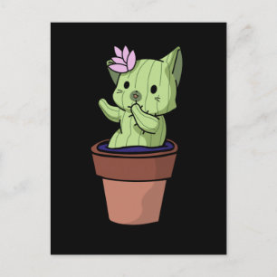 Kawaii Cat Cactus Gardening Cute Kitten Briefkaart