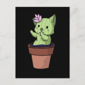 Kawaii Cat Cactus Gardening Cute Kitten Briefkaart (Voorkant)
