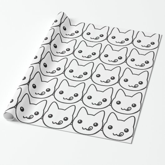 Kawaii Cat Cadeaupapier (Uitgerold)