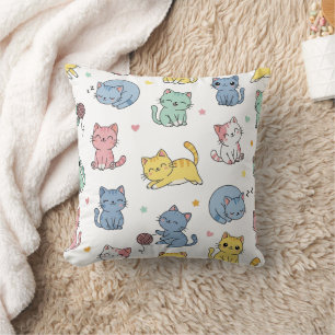 Kawaii Cat Cartoon Pattern Pillow Kussen