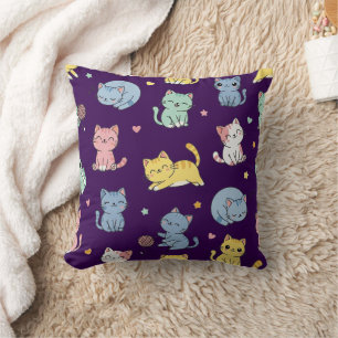 Kawaii Cat Cartoon Pattern Pillow Kussen