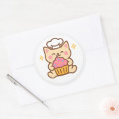 Kawaii Cat Chef With Cupcake Sticker (Envelop)