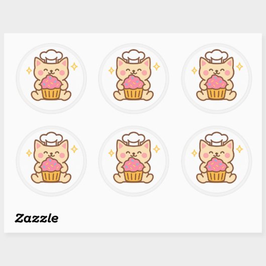 Kawaii Cat Chef With Cupcake Sticker (Vel)