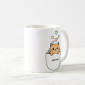 Kawaii Cat & Coffee Hearts Illustration Koffiemok (Voorkant rechts)