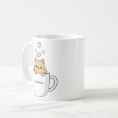 Kawaii Cat & Coffee Hearts Illustration Koffiemok (Voorkant links)