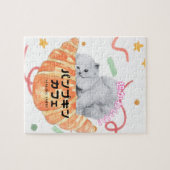 Kawaii Cat & Croissant – Harajuku Aesthetic Legpuzzel (Horizontaal)