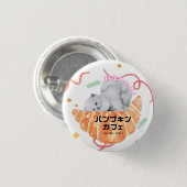 Kawaii Cat & Croissant – Harajuku Aesthetic Ronde Button 3,2 Cm (Voorkant /achterkant)