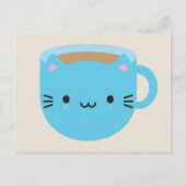 Kawaii Cat Cup in Tea Briefkaart (Voorkant)