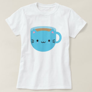 Kawaii Cat Cup in Tea T-shirt