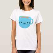 Kawaii Cat Cup in Tea T-shirt (Voorkant)