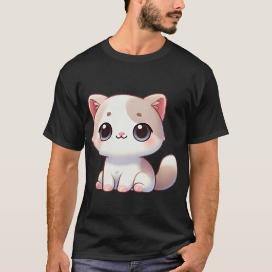 Kawaii Cat Design Adorable Kitten Artwork T-shirt (Voorkant)