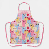 Kawaii Cat Design Pastel Roze Blauw Whimsical Schort (Voorkant)