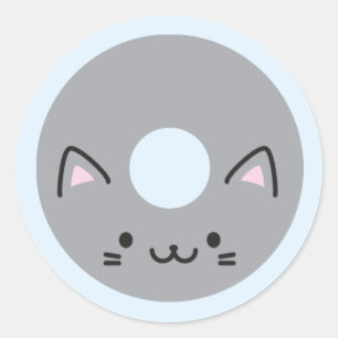 Kawaii Cat Donut Ronde Sticker