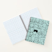 Kawaii Cat Doodles Pattern Notitieboek (Binnen)