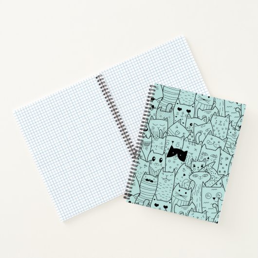 Kawaii Cat Doodles Pattern Notitieboek (Binnen)