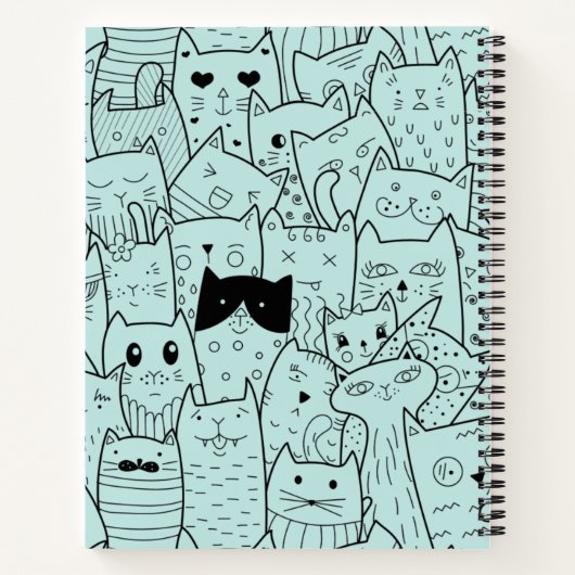 Kawaii Cat Doodles Pattern Notitieboek (Achterkant)