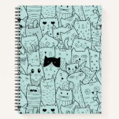 Kawaii Cat Doodles Pattern Notitieboek (Voorkant)