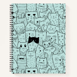 Kawaii Cat Doodles Pattern Notitieboek