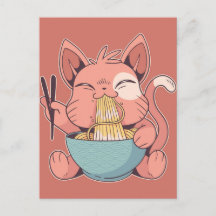 Kawaii Cat Eating Ramen