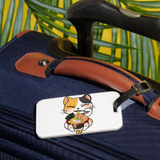 Kawaii Cat Eating Ramen Japanese Food Pet Lover Bagagelabel