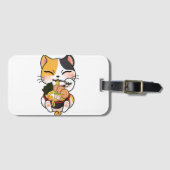 Kawaii Cat Eating Ramen Japanese Food Pet Lover Bagagelabel (Voorkant (horizontaal))