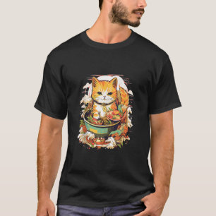 Kawaii Cat Eating Ramen Noodle Ik hou gewoon van T-shirt