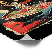 Kawaii Cat Eating Ramen Noodles Anime Gift Meisjes Poster (Hoek)