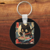 Kawaii Cat Eating Ramen Noodles Anime Gift Meisjes Sleutelhanger (Voorkant)