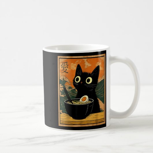 Kawaii Cat Eating Ramen Noodles Funny Anime Gift G Koffiemok (Rechts)