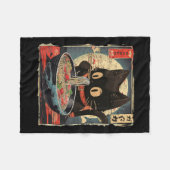 Kawaii Cat Eating Ramen Noodles  Japans M Fleece Deken (Voorkant (Horizontaal))