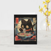 Kawaii Cat Eating Ramen Noodles  Japans M Kaart (Gele Bloem)