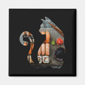 Kawaii Cat Eating Ramen Noodles Japans voedseldier Magneet (Voorkant)