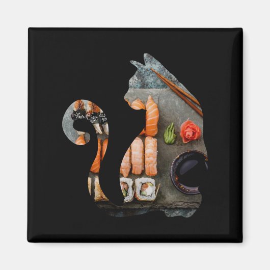 Kawaii Cat Eating Ramen Noodles Japans voedseldier Magneet (Voorkant)