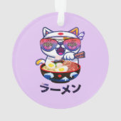 Kawaii Cat Eating Ramen Noodles Ornament (achterkant)