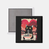 Kawaii Cat Eating Ramen Noodles Ramen Is My Valent Magneet (Voorkant / Achterkant)