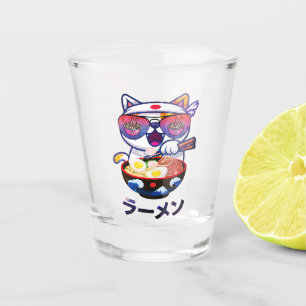 Kawaii Cat Eating Ramen Noodles Shot Glas